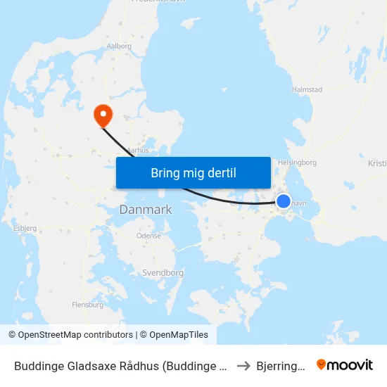 Buddinge Gladsaxe Rådhus (Buddinge Torv) to Bjerringbro map