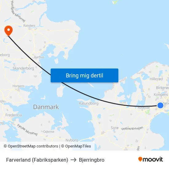 Farverland (Fabriksparken) to Bjerringbro map