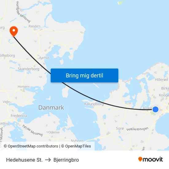 Hedehusene St. to Bjerringbro map