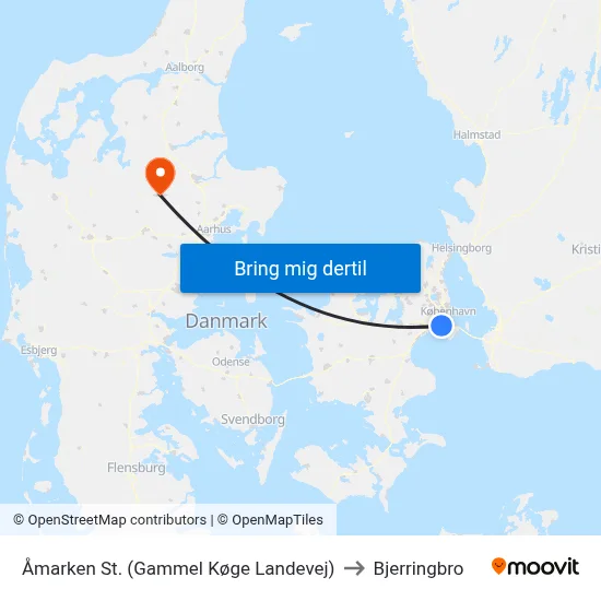 Åmarken St. (Gammel Køge Landevej) to Bjerringbro map