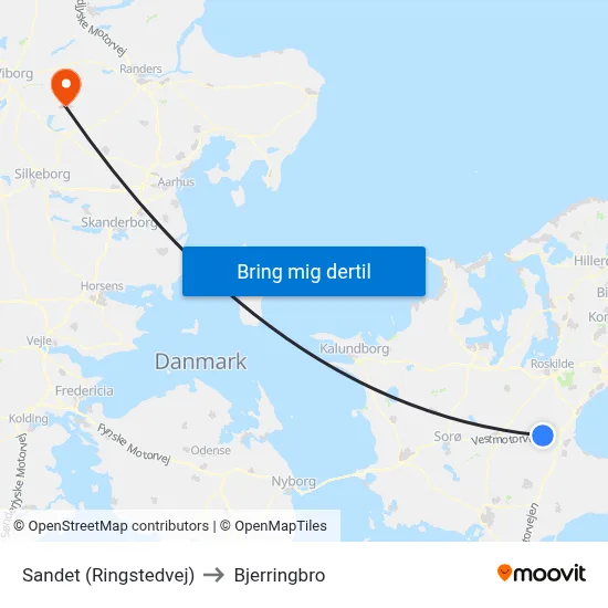 Sandet (Ringstedvej) to Bjerringbro map