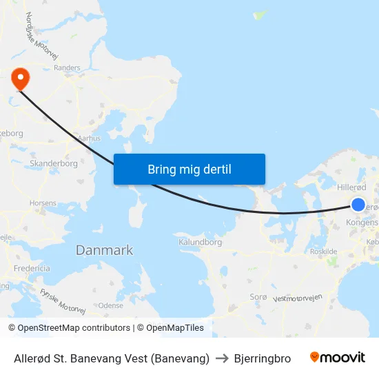 Allerød St. Banevang Vest (Banevang) to Bjerringbro map