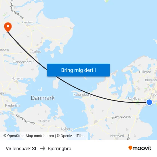 Vallensbæk St. to Bjerringbro map