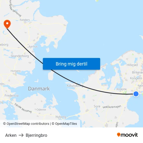 Arken to Bjerringbro map