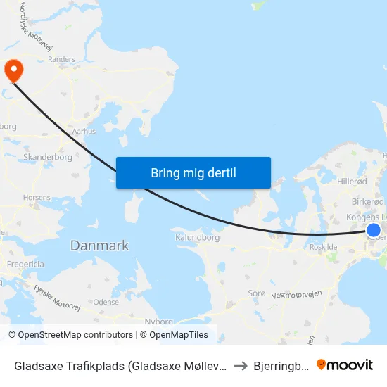 Gladsaxe Trafikplads (Gladsaxe Møllevej) to Bjerringbro map