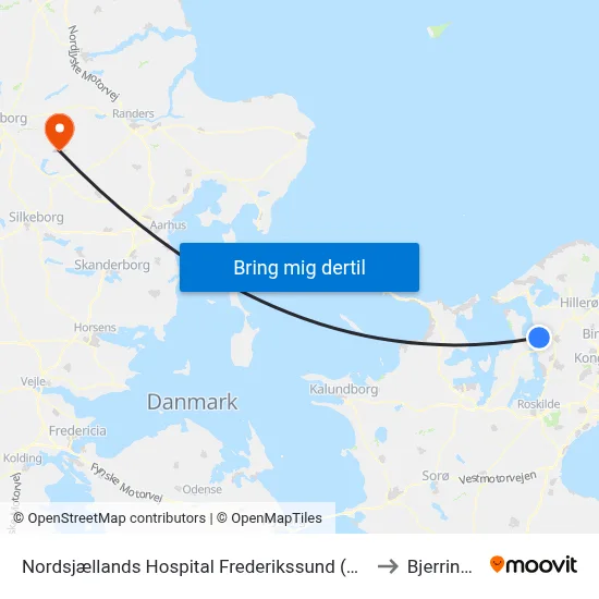 Nordsjællands Hospital Frederikssund (Hospitalvej) to Bjerringbro map