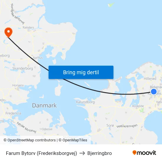 Farum Bytorv (Frederiksborgvej) to Bjerringbro map