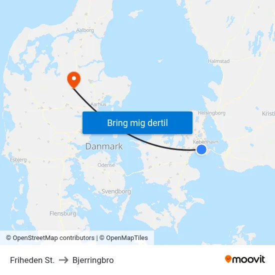 Friheden St. to Bjerringbro map
