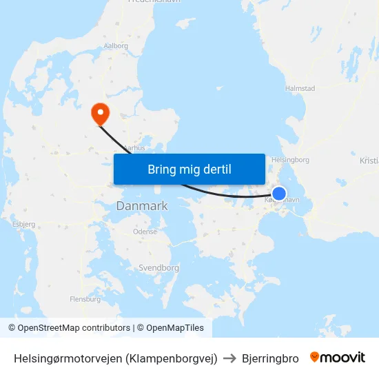 Helsingørmotorvejen (Klampenborgvej) to Bjerringbro map