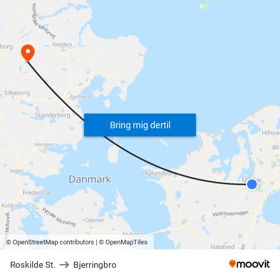 Roskilde St. to Bjerringbro map