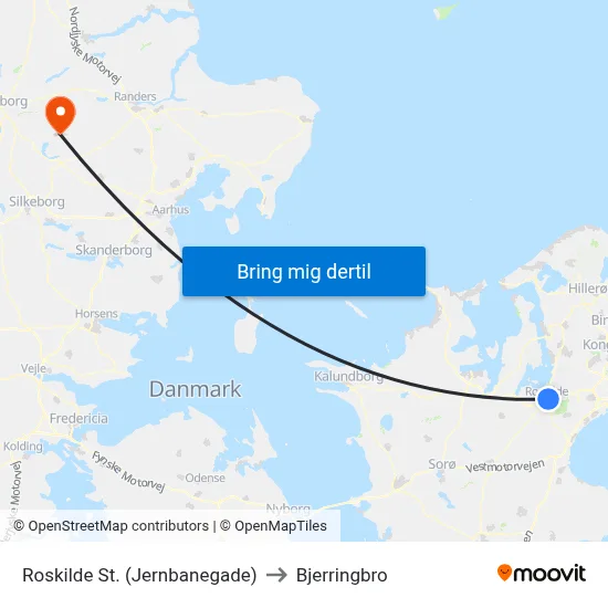 Roskilde St. (Jernbanegade) to Bjerringbro map