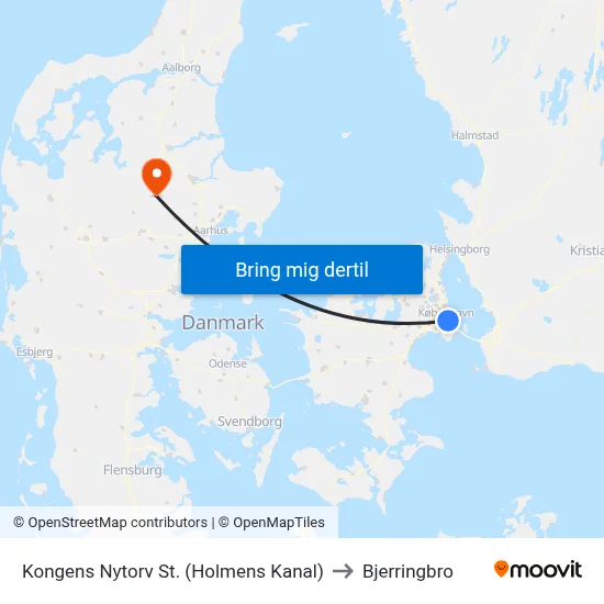 Kongens Nytorv St. (Holmens Kanal) to Bjerringbro map