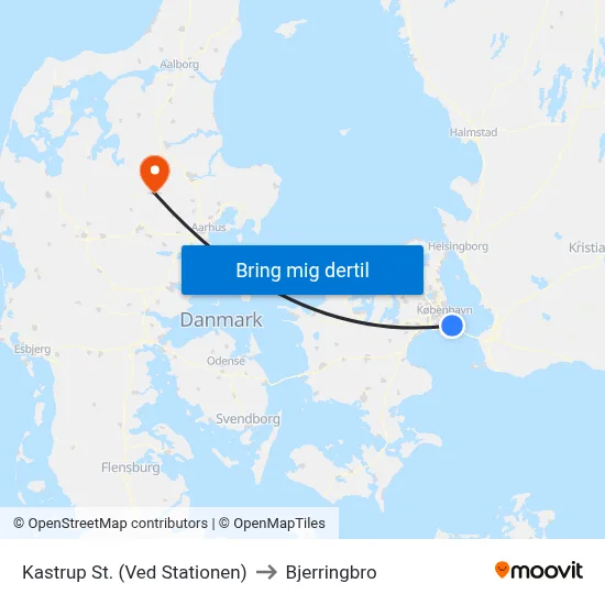 Kastrup St. (Ved Stationen) to Bjerringbro map