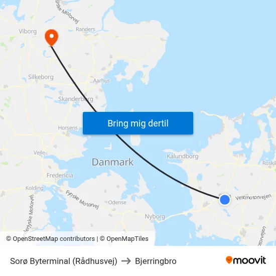 Sorø Byterminal (Rådhusvej) to Bjerringbro map