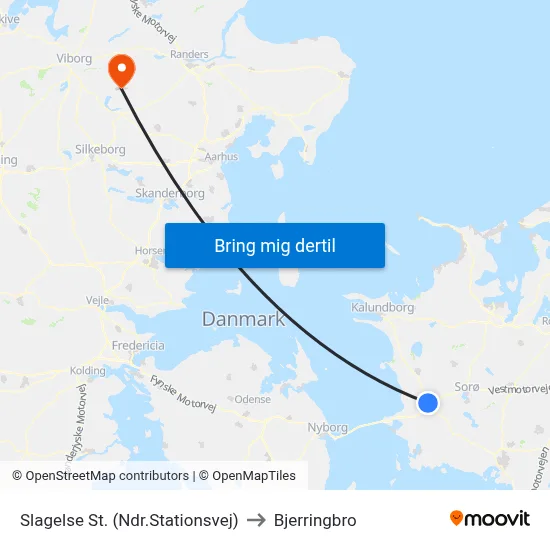 Slagelse St. (Ndr.Stationsvej) to Bjerringbro map
