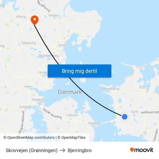 Skovvejen (Grønningen) to Bjerringbro map