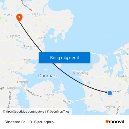 Ringsted St. to Bjerringbro map