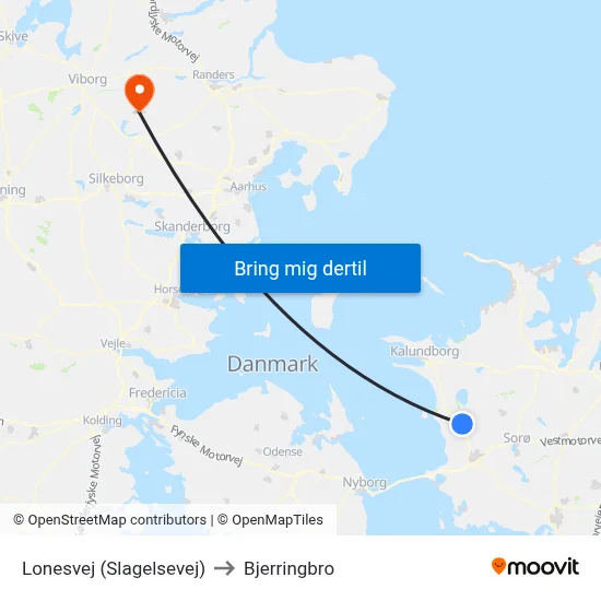 Lonesvej (Slagelsevej) to Bjerringbro map