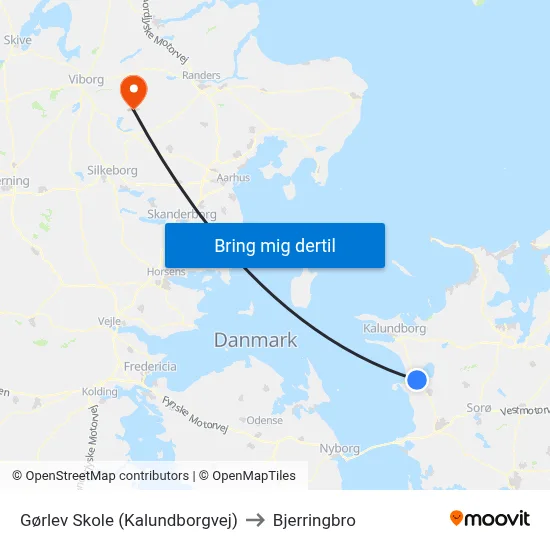 Gørlev Skole (Kalundborgvej) to Bjerringbro map