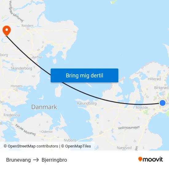 Brunevang to Bjerringbro map