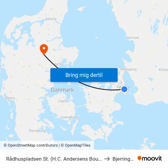 Rådhuspladsen St. (H.C. Andersens Boulevard) to Bjerringbro map