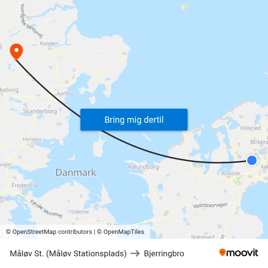 Måløv St. (Måløv Stationsplads) to Bjerringbro map