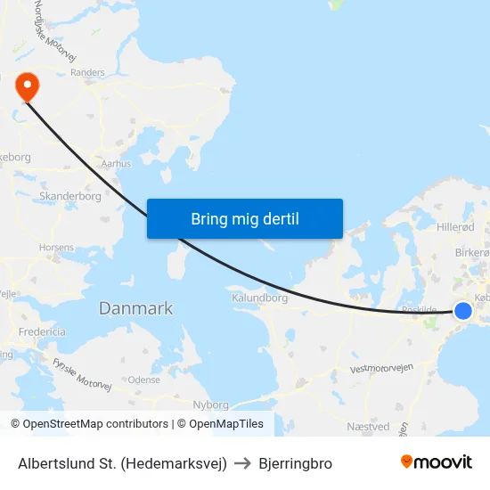 Albertslund St. (Hedemarksvej) to Bjerringbro map