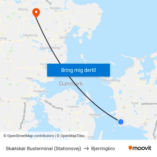 Skælskør Busterminal (Stationsvej) to Bjerringbro map