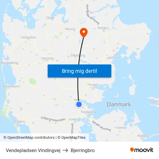 Vendepladsen Vindingvej to Bjerringbro map