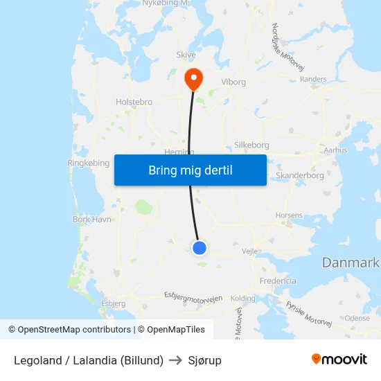 Legoland / Lalandia (Billund) to Sjørup map