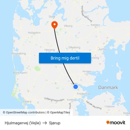Hjulmagervej (Vejle) to Sjørup map