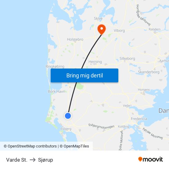 Varde St. to Sjørup map
