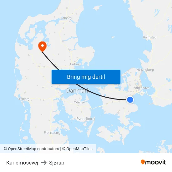 Karlemosevej to Sjørup map