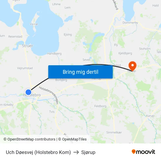 Uch Døesvej (Holstebro Kom) to Sjørup map