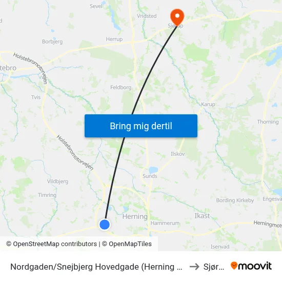 Nordgaden/Snejbjerg Hovedgade (Herning Kom) to Sjørup map