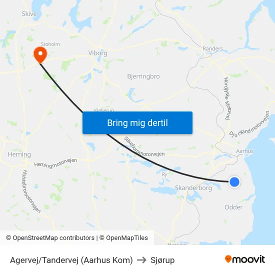 Agervej/Tandervej (Aarhus Kom) to Sjørup map