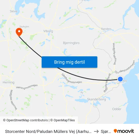 Storcenter Nord/Paludan Müllers Vej (Aarhus Kom) to Sjørup map