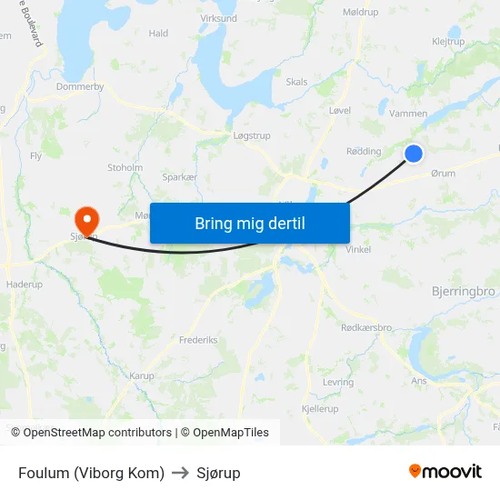 Foulum (Viborg Kom) to Sjørup map