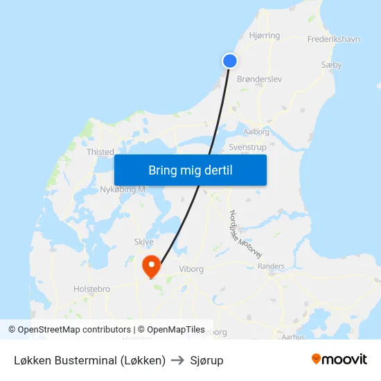 Løkken Busterminal (Løkken) to Sjørup map