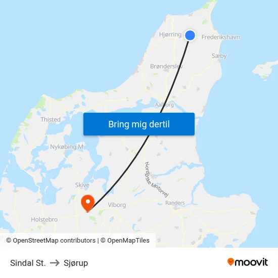 Sindal St. to Sjørup map