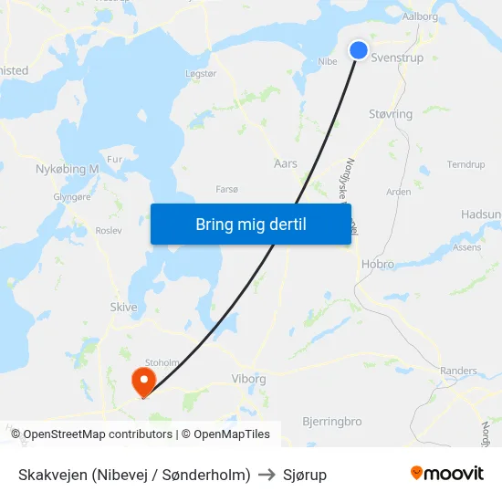 Skakvejen (Nibevej / Sønderholm) to Sjørup map