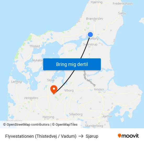 Flyvestationen (Thistedvej / Vadum) to Sjørup map
