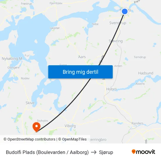 Budolfi Plads (Boulevarden / Aalborg) to Sjørup map