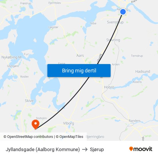 Jyllandsgade (Aalborg Kommune) to Sjørup map