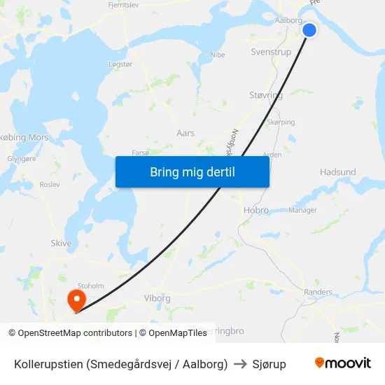 Kollerupstien (Smedegårdsvej / Aalborg) to Sjørup map