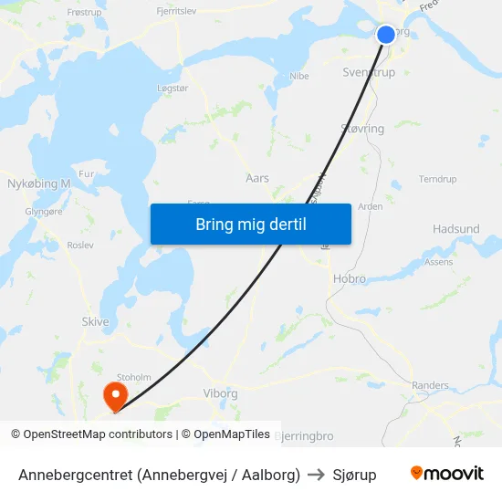 Annebergcentret (Annebergvej / Aalborg) to Sjørup map