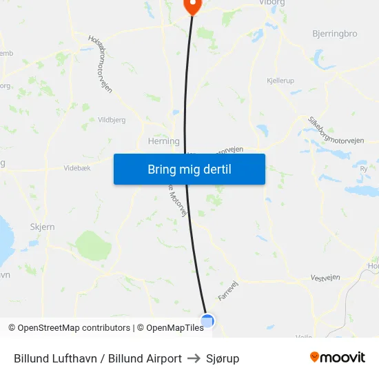 Billund Lufthavn / Billund Airport to Sjørup map