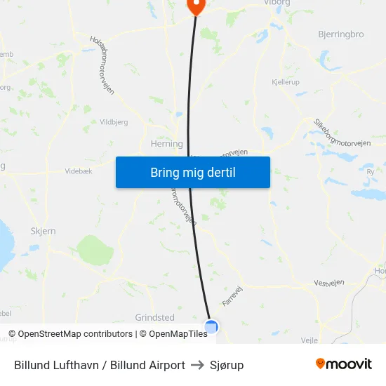 Billund Lufthavn / Billund Airport to Sjørup map