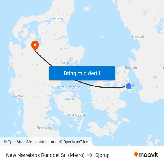 New Nørrebros Runddel St. (Metro) to Sjørup map