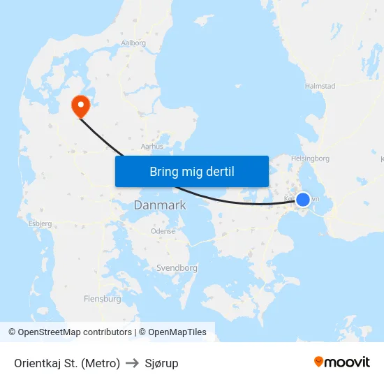 Orientkaj St. (Metro) to Sjørup map